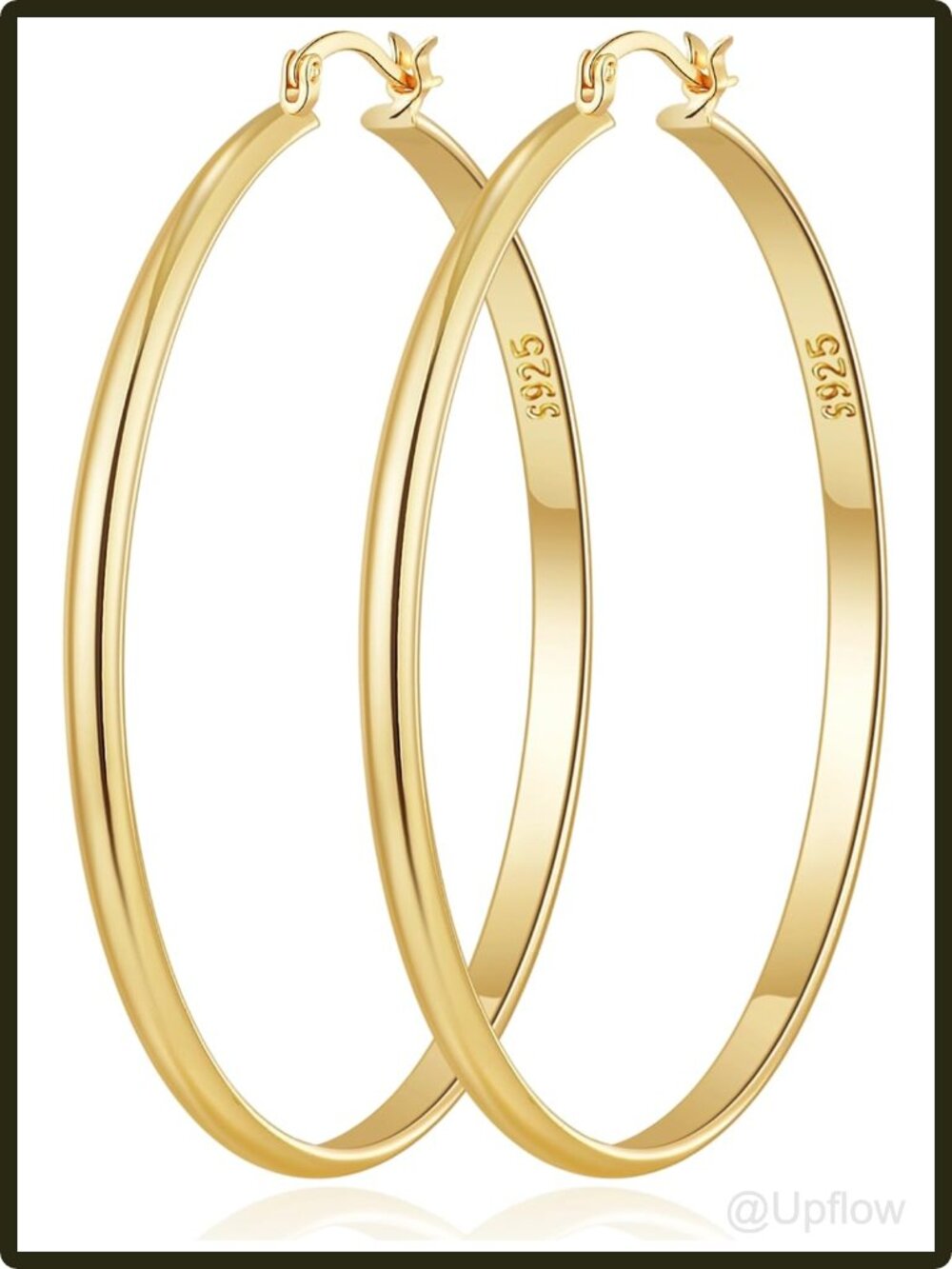 Women's Wide Gold Plated Hoop Earrings 3mm Lightweight Hypoallergenic Latch Back